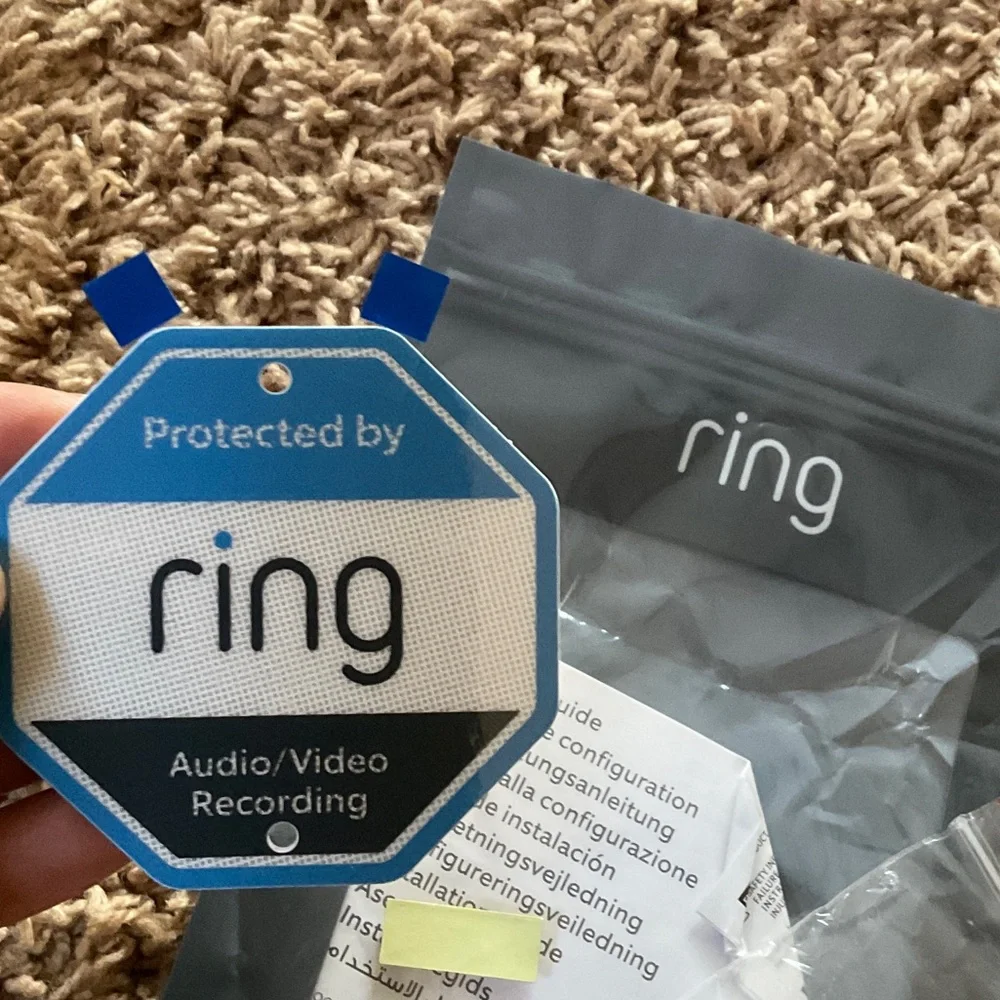 Ring Blue and White Protected By Audio/Video Badge